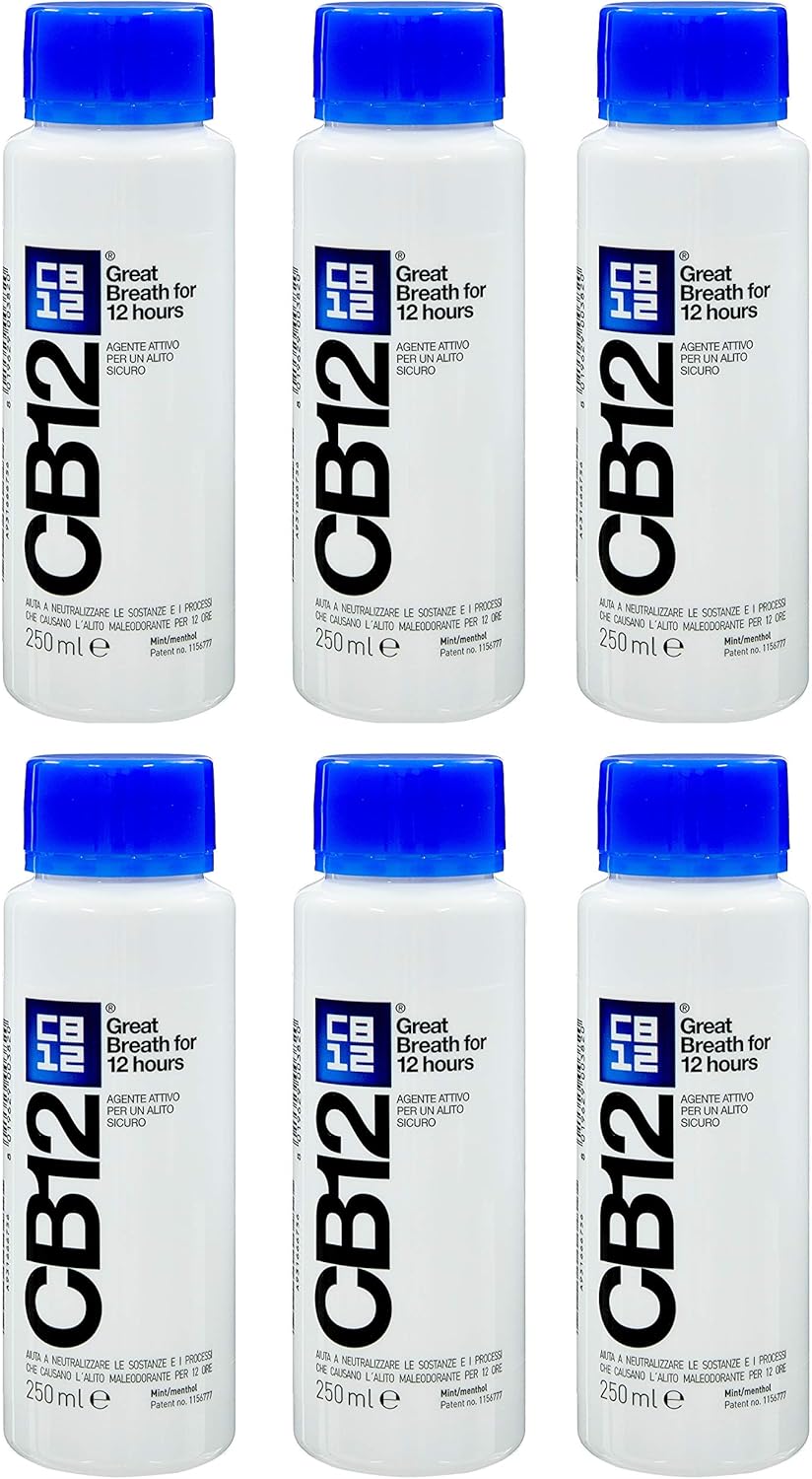 Six Packs Of Cb12 Mint Menthol Mouthwash 250Ml