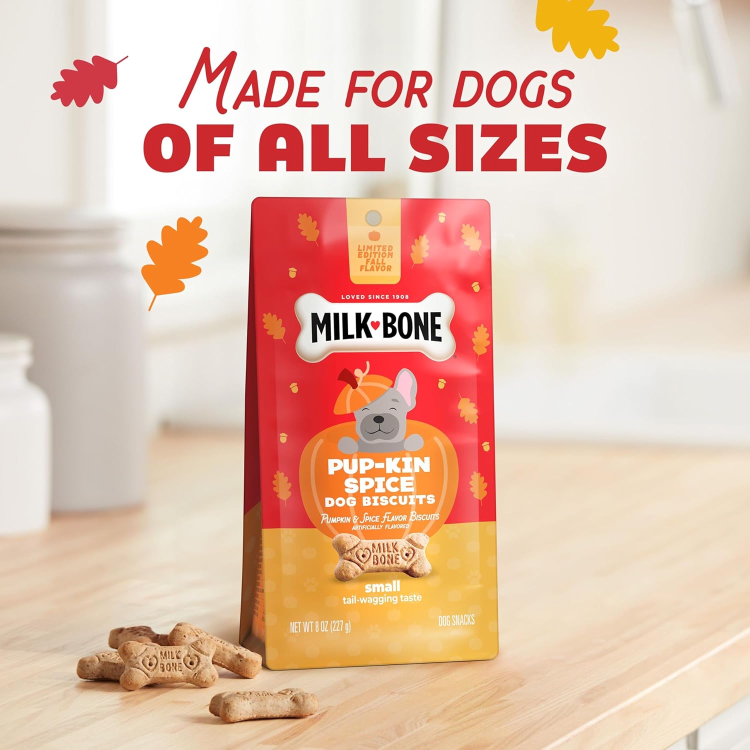 Milk-Bone Limited Edition Pup-kin Spice Flavor Small Biscuit Dog Treats, 8 Ounce : Pet Supplies