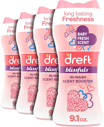 Dreft Blissfuls In-Wash Scent Booster Beads, Baby Fresh Scent, 9.1 Oz (4 Pack)