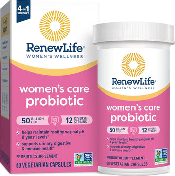 Renew Life Women'S Probiotic Capsules, 50 Billion Cfu Guaranteed, Supports Ph Balance, Vaginal, Urinary, Digestive And Immune Health(2), L. Rhamnosus Gg, Dairy, Soy And Gluten-Free, 60 Count