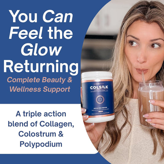 Skin Research Institute Colsilk Unflavored Hydrolyzed Collagen Powder With Colostrum And Polypodium - Skin, Hair, Nails, Gut Health And Joint Support - One Scoop Daily | 1 Month Supply
