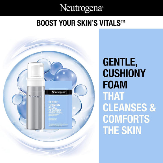 Neutrogena Gentle Foaming Facial Cleanser Concentrate For Sensitive Skin, Fragrance-Free Face Wash Gently Cleanses To Remove Dirt, Oil & Makeup, Non-Comedogenic, Refill Pack, 7.50 Fl Oz (Pack Of 1)