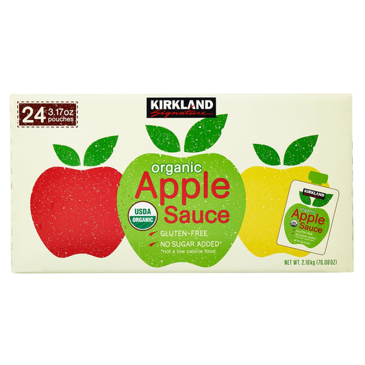 Kirkland Signature, Organic Apple sauce, 3.17 oz, 24-Count