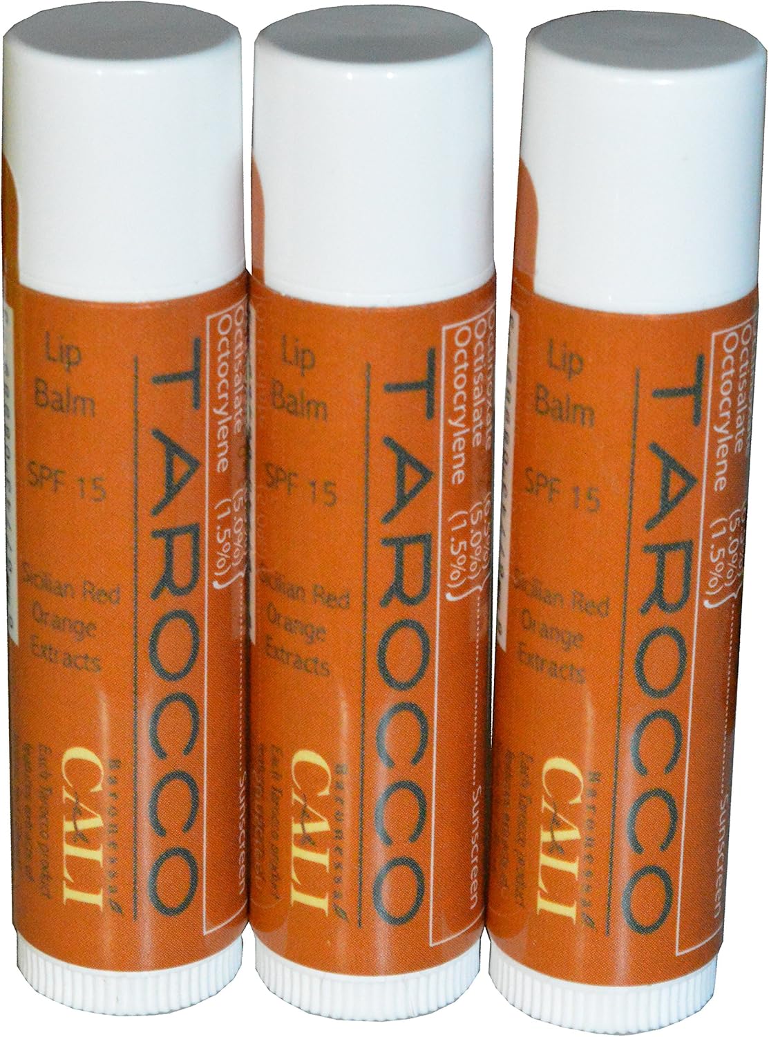 Cali Baronessa Tarocco Sicilian Red Orange Nourishing Lip Balm - Repairs And Nourishes Lips - 0.15 Ounce Each, Pack Of 3