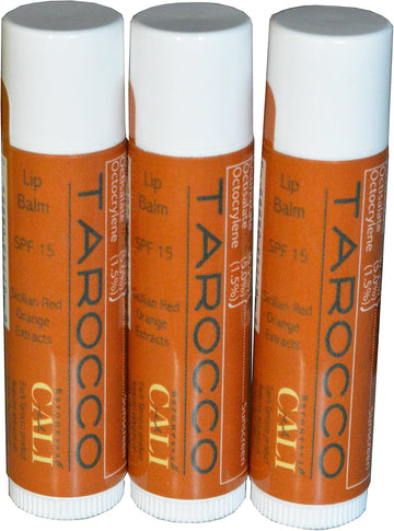 Cali Baronessa Tarocco Sicilian Red Orange Nourishing Lip Balm - Repairs And Nourishes Lips - 0.15 Ounce Each, Pack Of 3