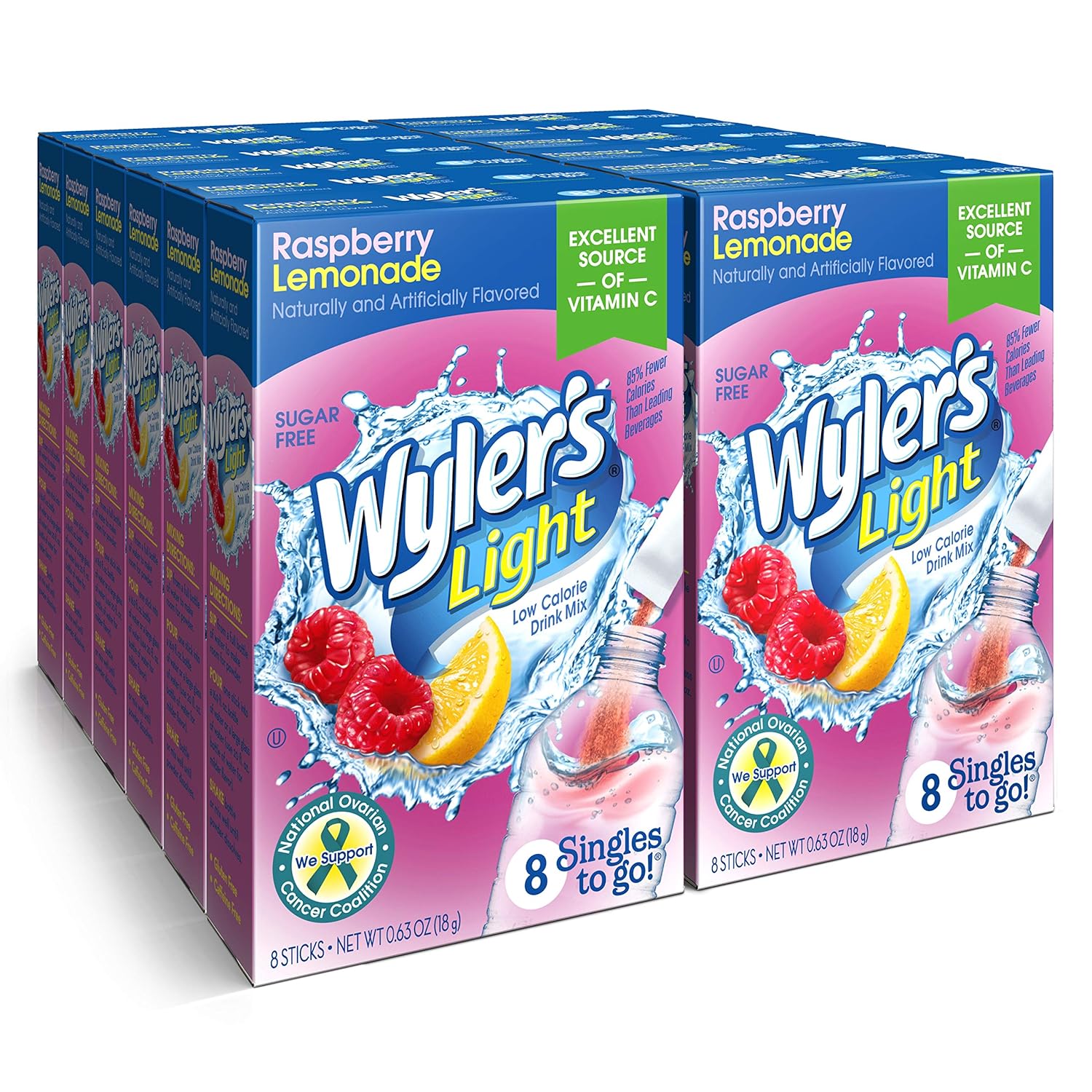 Wyler'S Light Singles To Go Powder Packets, Water Drink Mix, Raspberry Lemonade, 96 Single Servings (Pack Of 12)