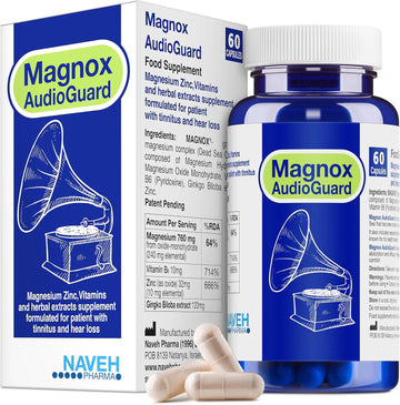 Magnox® Audioguard Magnesium Supplement For Tinnitus Treatment | Tinnitus Relief For Ringing Ears | Natural Magnesium Complex | Dead Sea Minerals | High Absorption Magnesium | 60 Capsules