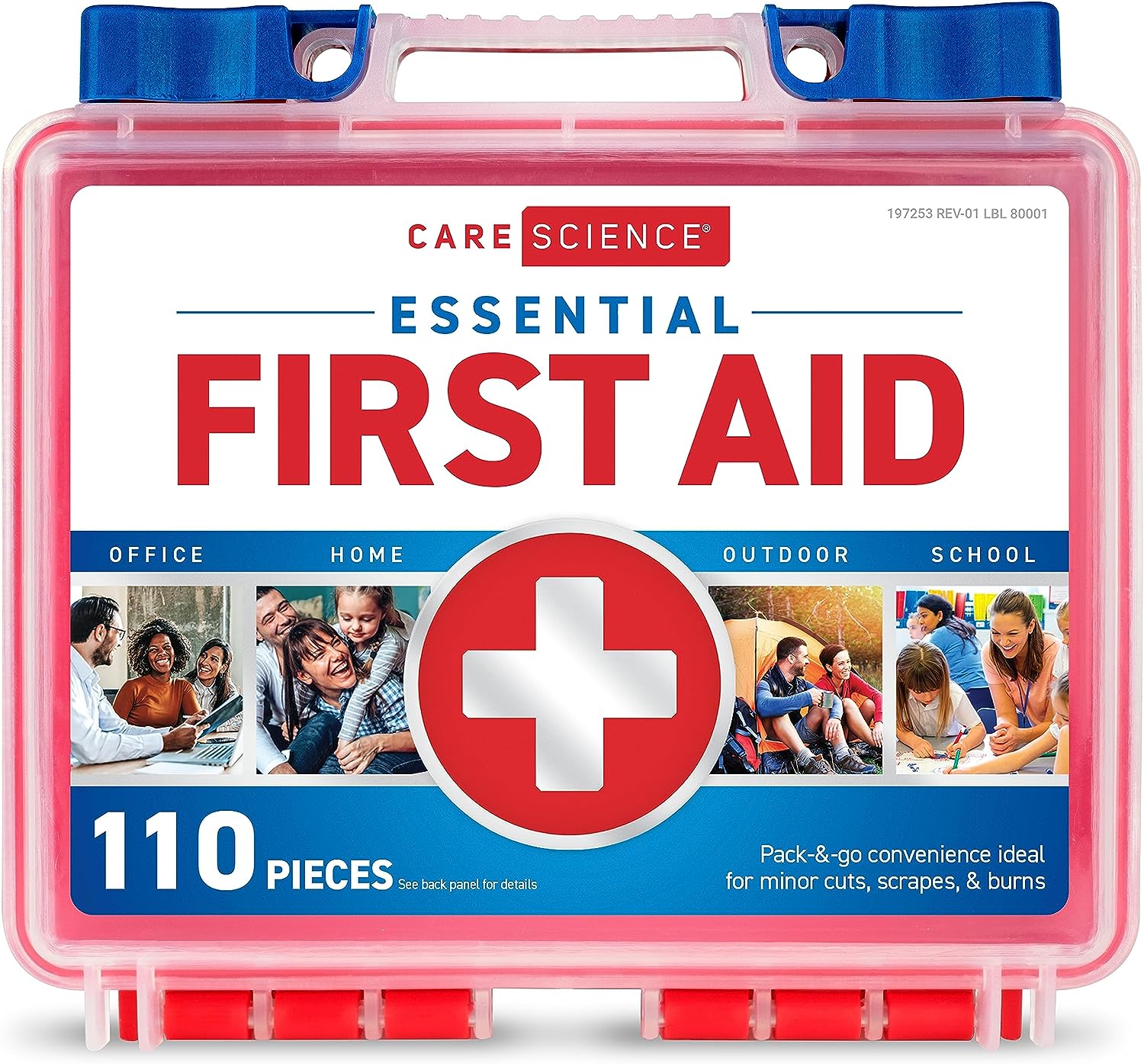 Care Science First Aid Kit, 110 Pieces | Fsa Hsa Eligible | Professional Use For Travel, Work, School, Home, Car, Survival, Camping, Hiking, And More