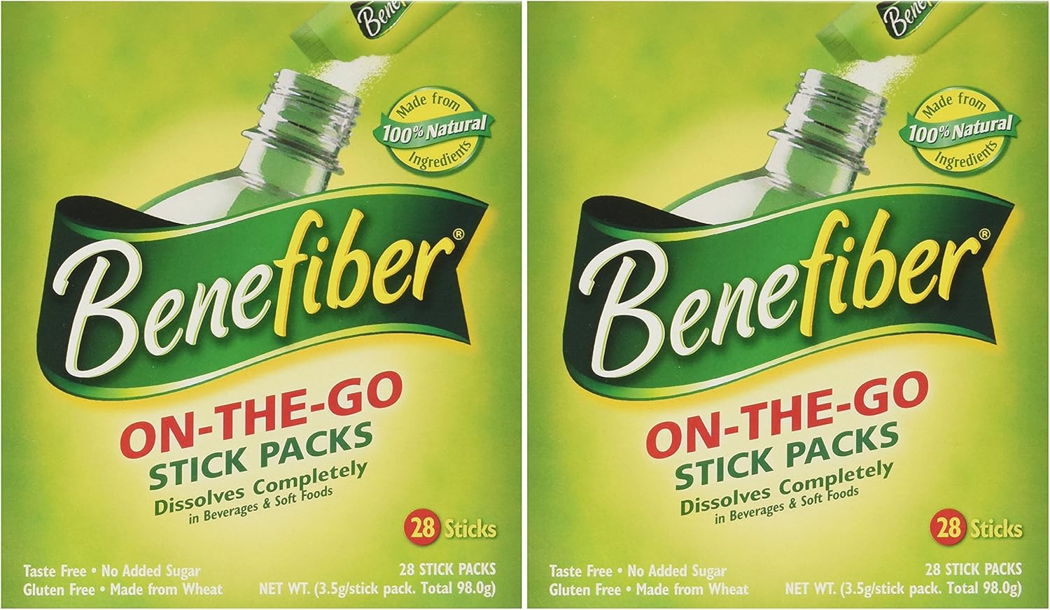 Benefiber Stick Pack Fiber Supplement, Taste Free, Dissolves Completely 28-4G(0.14) 2Pack Total 56 Sticks