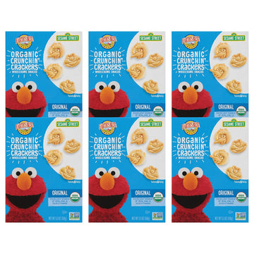Earth'S Best Organic Kids Snacks, Sesame Street Toddler Snacks, Organic Crunchin' Crackers, Wholesome Snacks For Toddlers 2 Years And Older, Original, 5.3 Oz Box (Pack Of 6)