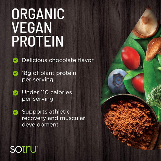 Organic Vegan Protein Powder - Whole Food, Plant Based Protein Powder with Green Superfoods, Enzymes & Probiotics - USDA Certified Organic, Non-GMO, Gluten-Free - Chocolate 18.5 oz, 21 Servings
