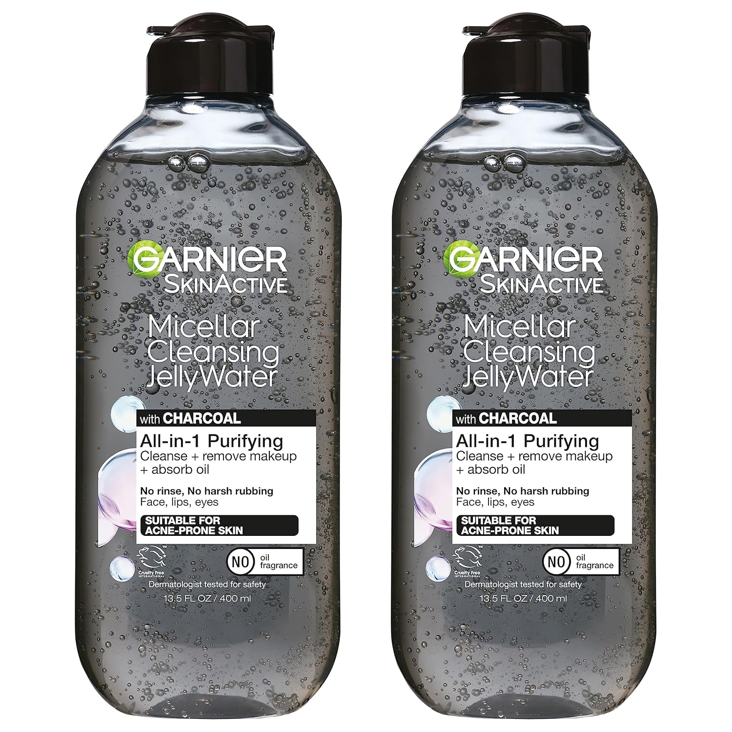 Garnier Skinactive Micellar Cleansing Jelly Water With Charcoal Purifying All In One Water, 2 Pack