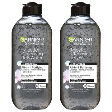 Garnier Skinactive Micellar Cleansing Jelly Water With Charcoal Purifying All In One Water, 2 Pack