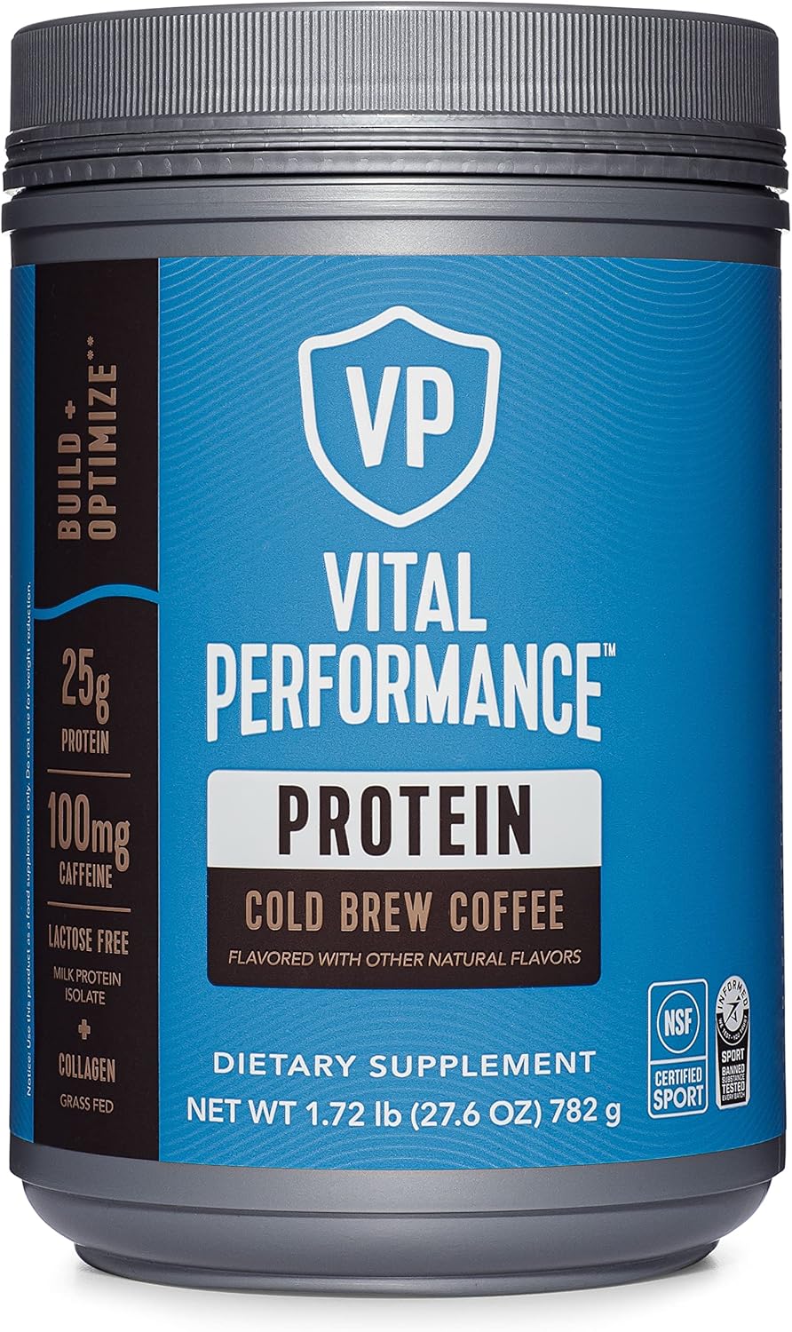 Vital Proteins Performance Powder, 25g Lactose-Free Milk Protein Isolate Casein & Whey Blend, NSF for Sport Certified, 10g Collagen Peptides, 8g EAAs, 5g BCAAs, Gluten-Free - Cold Brew Coffee, 1.72lb