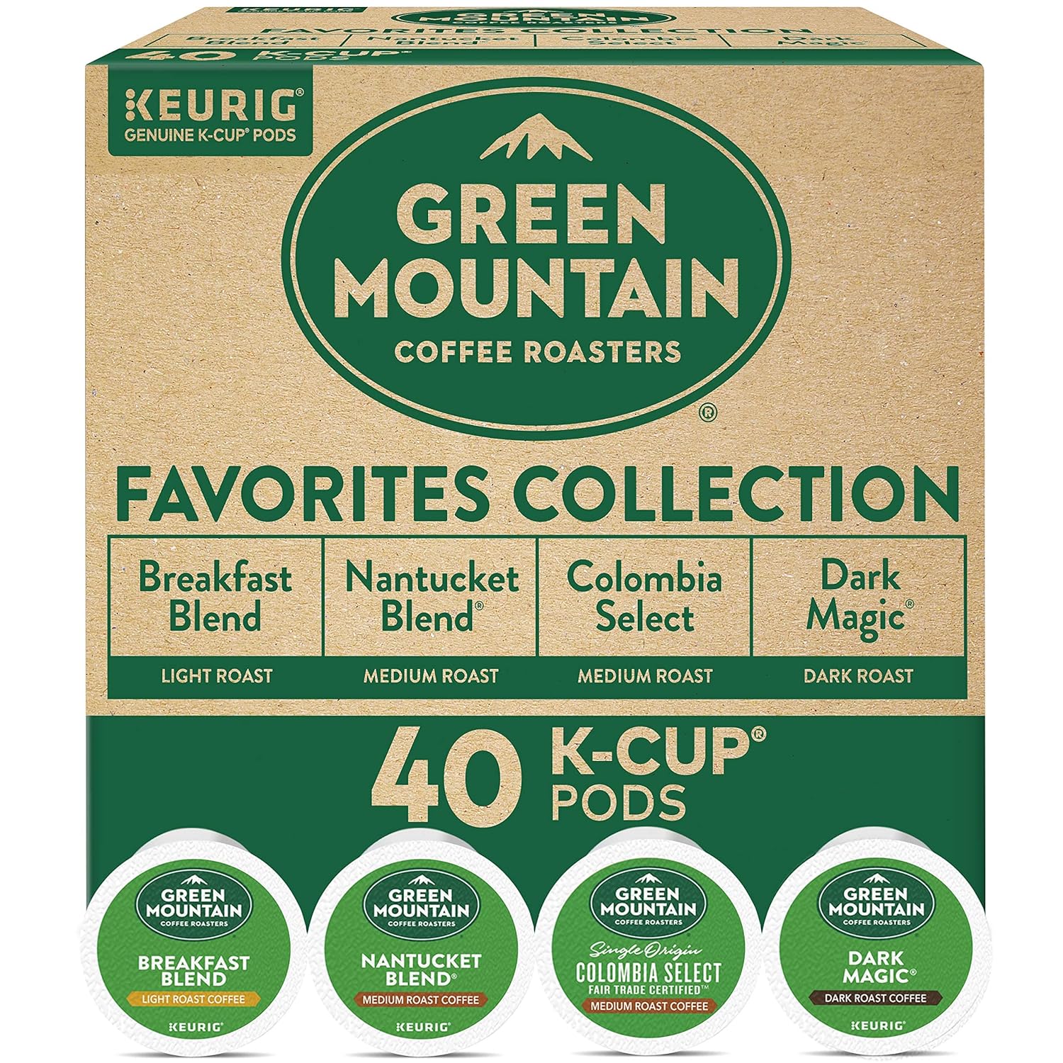 Keurig Green Mountain Coffee Roaster Coffee Roasters Favorites Collection, Single-Serve Coffee K-Cup Pods, Variety, 40 Count