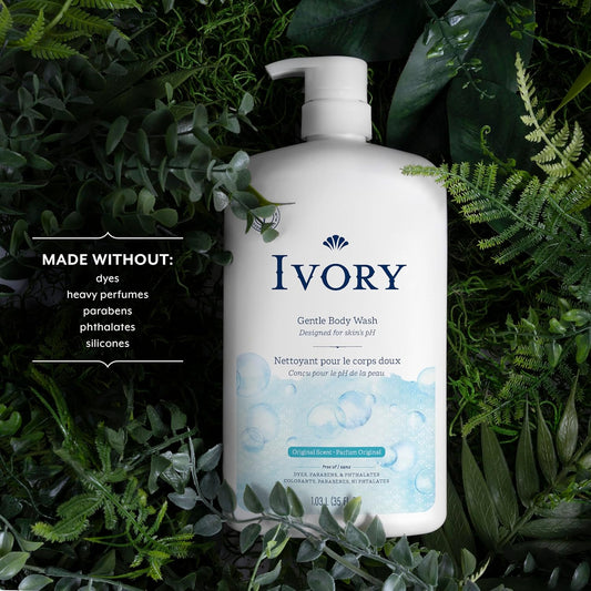 Ivory Gentle Body Wash, Designed For The Whole Family, Free Of Dyes Heavy Perfumes Parabens Phthalates & Silicones, Aloe Scent, 35 Oz