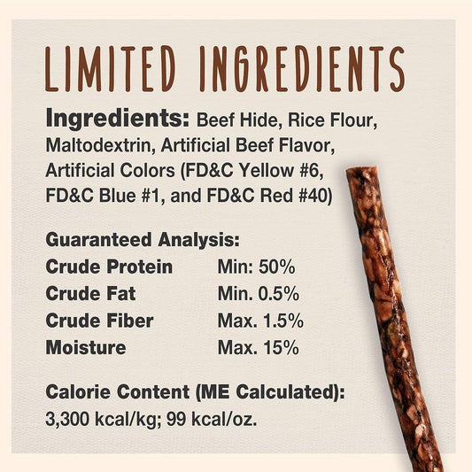 Cadet Premium Grade Beef Hide For Dogs, Long Lasting Rawhide Munchy Sticks, Single Ingredient Dog Chews, Beef Hide Flavor, 5 Inch (100 Count)