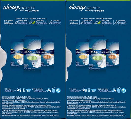 Always Infinity Heavy With Wings, Unscented Pads 64 Count