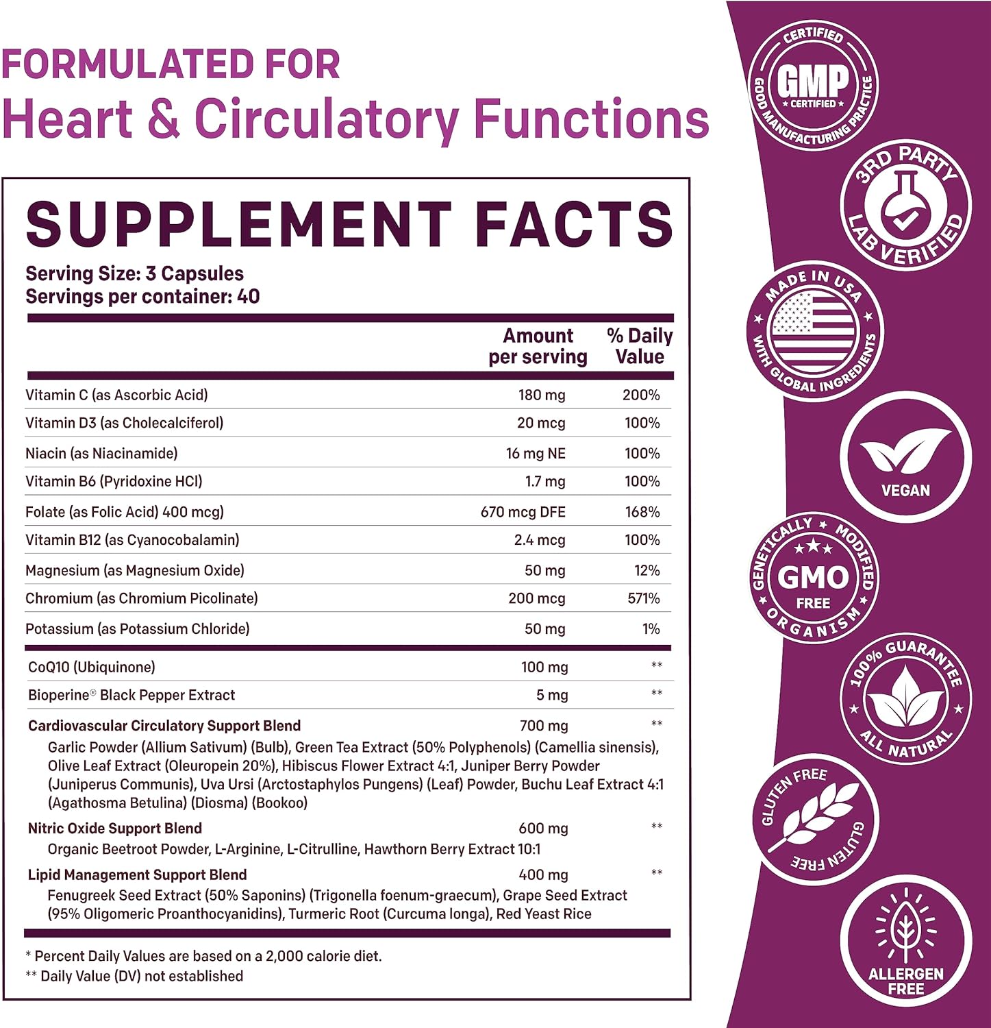 26-in-1 Nitric Oxide Supplement - Blood Pressure Supplements for Heart Health with Coq 10, Organic Beet Root Powder, Olive Leaf Extract, Hawthorn Berry and Garlic Supplements with 2103mg Per Serving : Health & Household