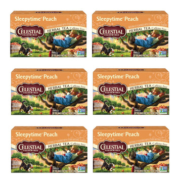 Celestial Seasonings Sleepytime Herbal Peach Tea, Caffeine Free, 20 Tea Bags Box, (Pack Of 6)