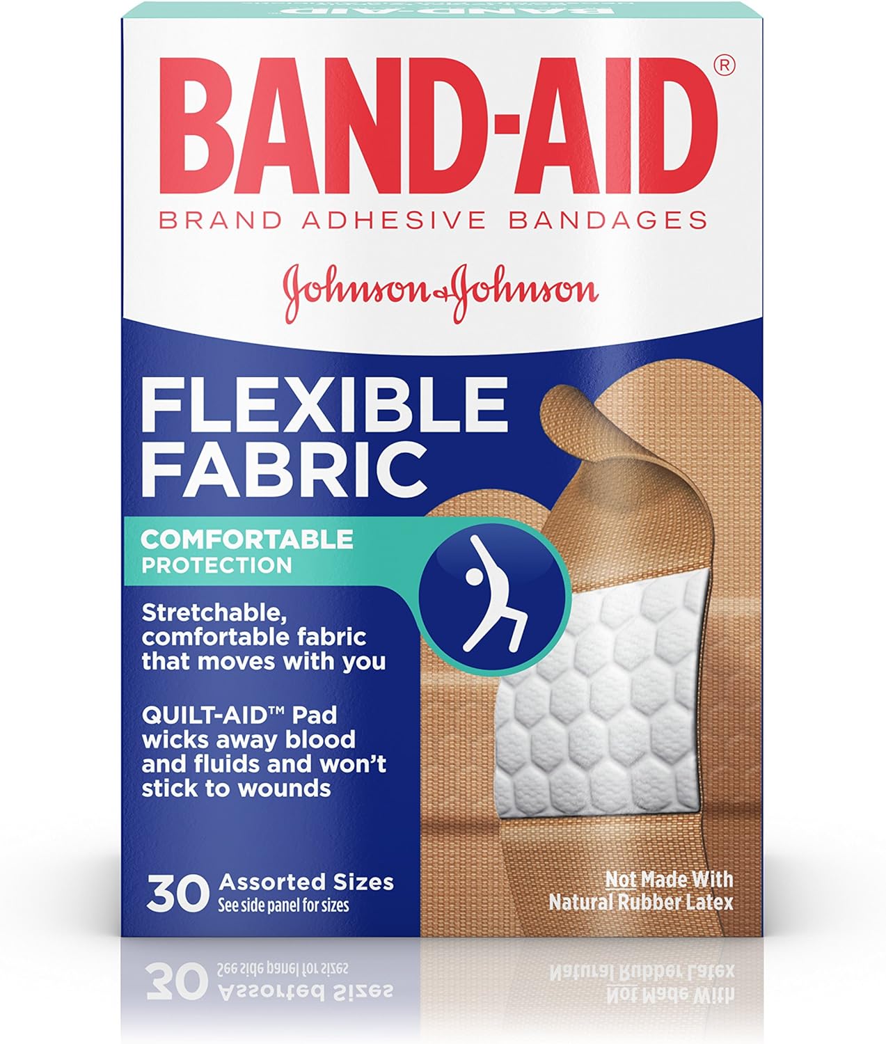 Band-Aid Bandages Flexible Fabric Assorted Sizes 30 Each (Pack Of 2)