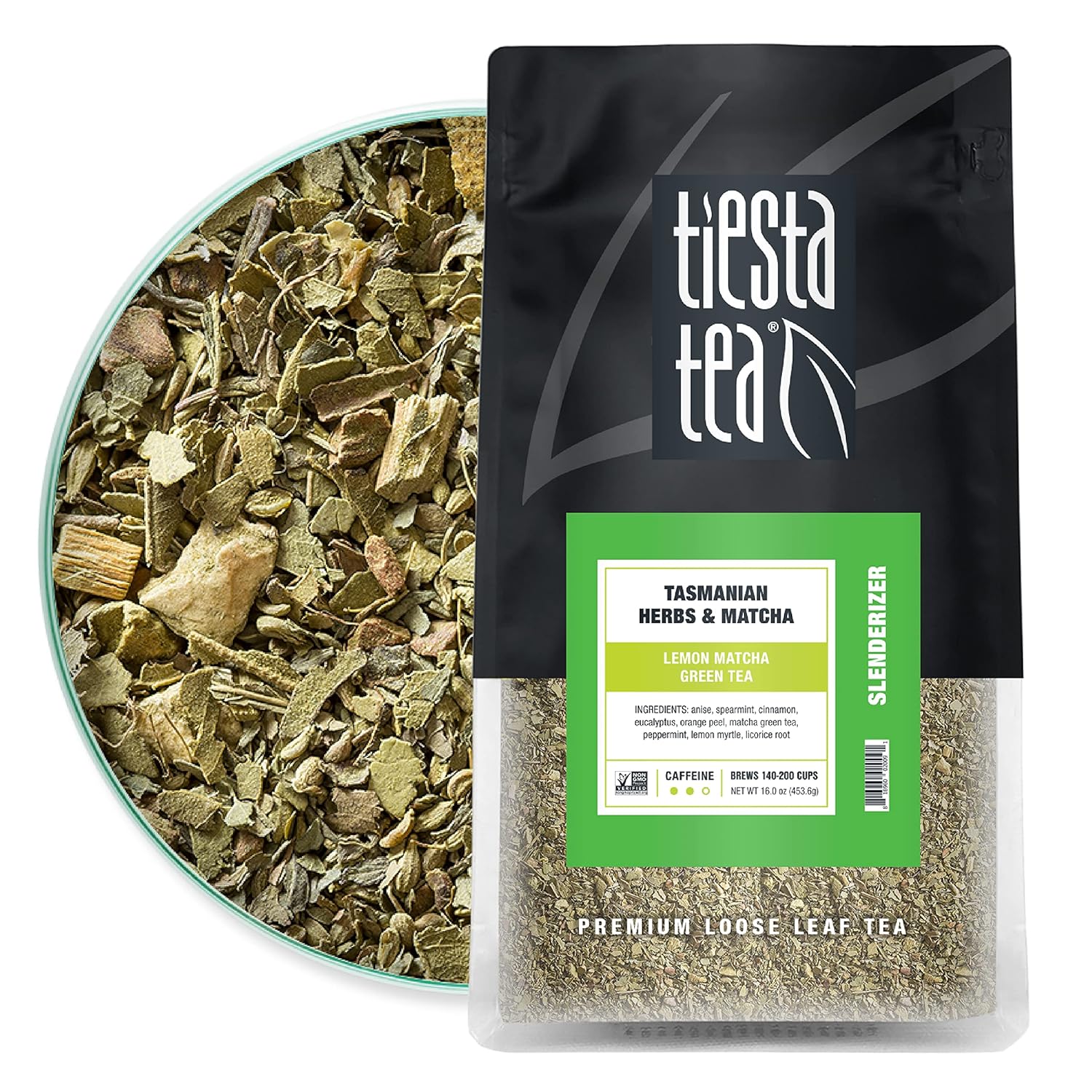 Tiesta Tea - Tasmanian Herbs & Matcha | Lemon Matcha Green Tea | Premuim Loose Leaf Tea Blend | Medium Caffeinated Green Tea | Make Hot Or Iced Tea & Brews Up To 200 Cups - 16 Oz Resealable Bulk Pouch