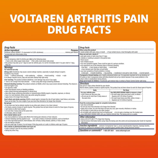 Voltaren Arthritis Pain Gel For Powerful Topical Arthritis Pain Relief - New Easy Open Cap - 150 G