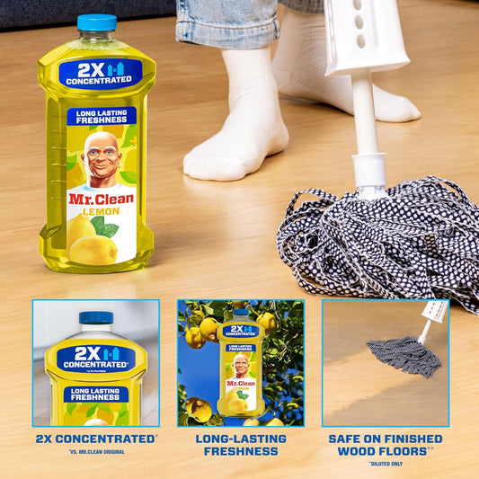 Mr. Clean 2X Concentrated Multi Surface Cleaner With Lemon Scent, All Purpose Cleaner, 41 Fl Oz