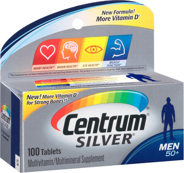 Centrum Silver Multivitamin / Multimineral Supplement Tablet, 100 Count (Pack Of 4)