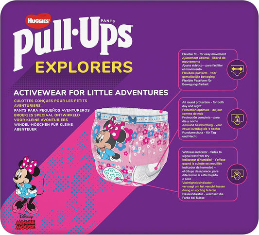 Huggies Pull-Ups, Explorers For Girls, 9-18 Months - Breathable Nappy Pants To Support Potty Training - Flex And Protect For All-Round Comfort, Pack Of 28