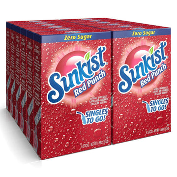 Sunkist Soda Red Punch Singles To Go Drink Mix, 6 Count (Pack Of 12)