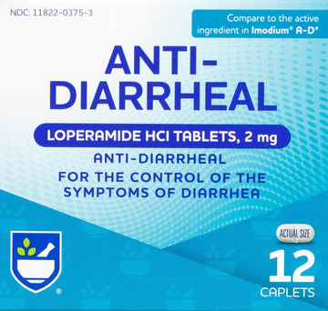 Rite Aid Anti-Diarrheal Caplets - 12 Count - 2 Mg Loperamide Hydrochloride | Easy-To-Swallow Anti-Diarrhea Pills | Diarrhea Medicine Adults | Upset Stomach Relief | Control Symptoms Of Diarrhea