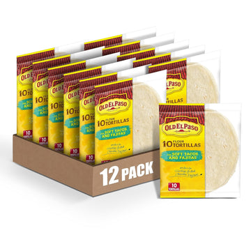 Old El Paso Flour Tortillas, For Soft Tacos and Fajitas, 10 ct., 8.2 oz. (Pack of 12)