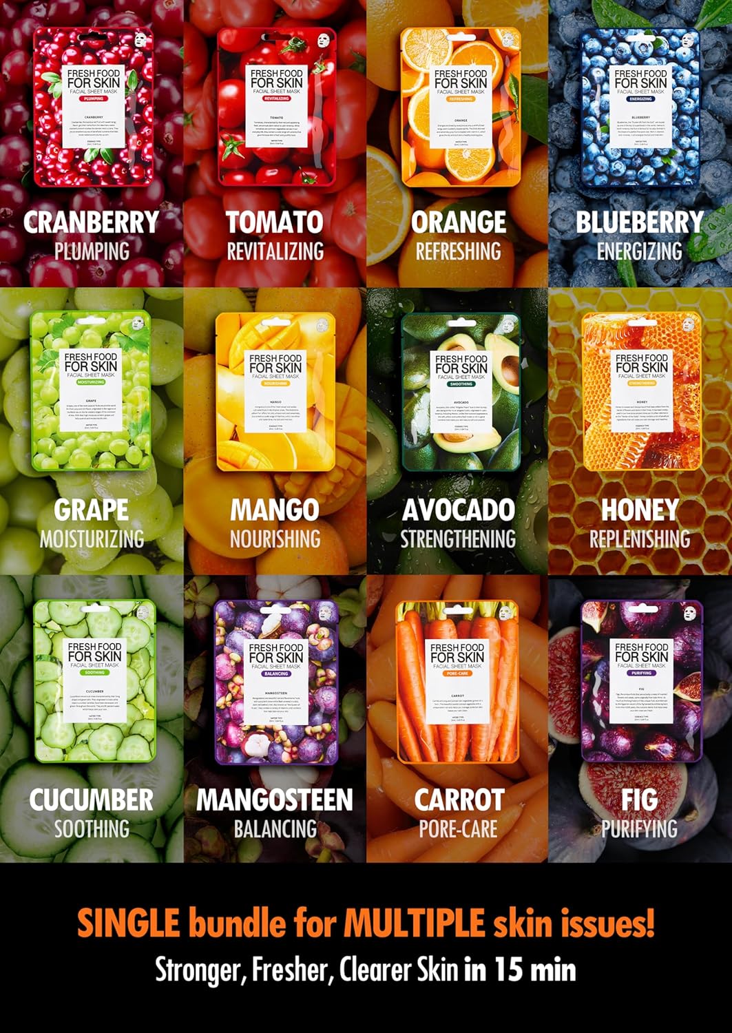 Farmskin Organic Face Mask, 12 Pcs - Hydrating, Moisturizing, Brightening, Soothing, Cruelty-Free : Beauty & Personal Care