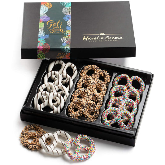 Hazel & Creme Gourmet Pretzels - Get Well Soon Gift Box - Care Package Gift - Gourmet Food Gift