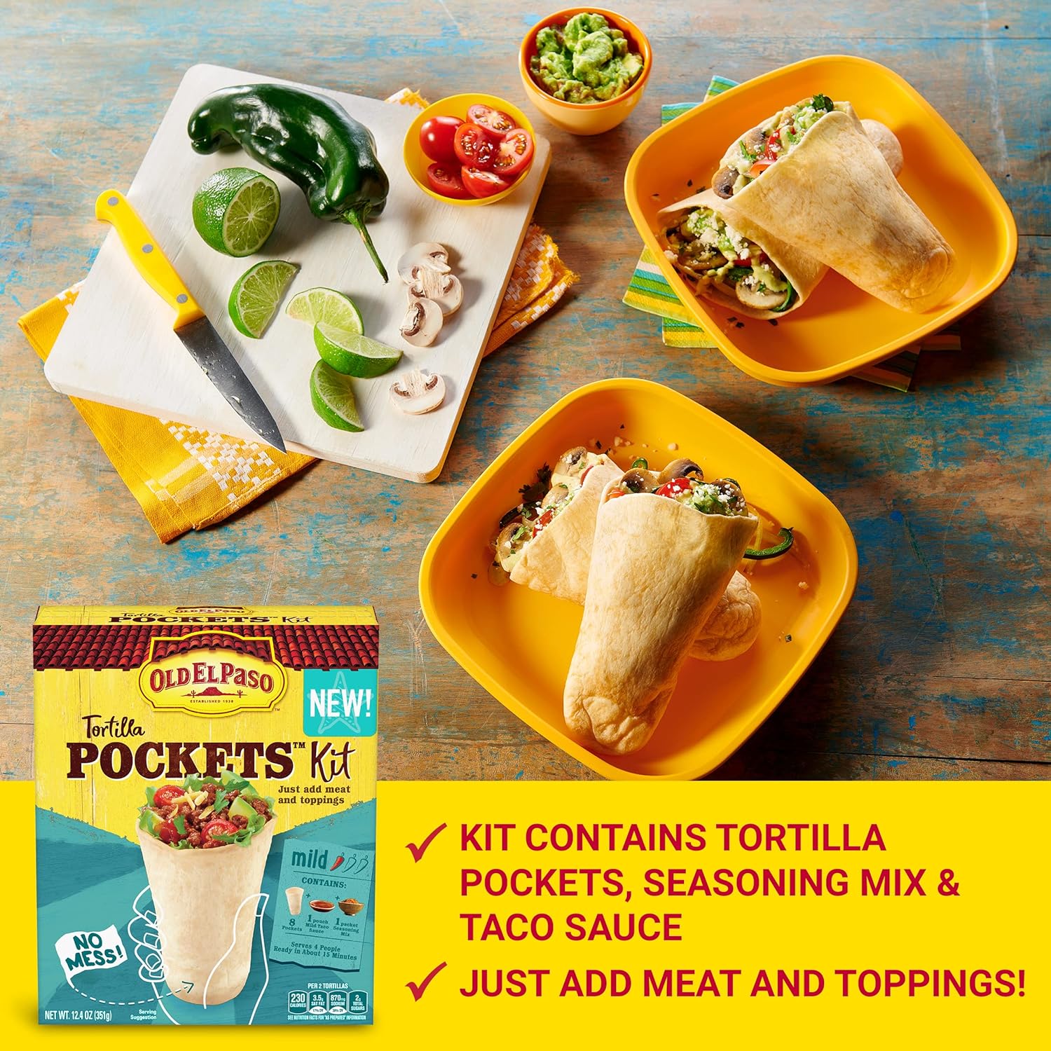 Old El Paso Tortilla Pockets Dinner Kit, 12.4 oz