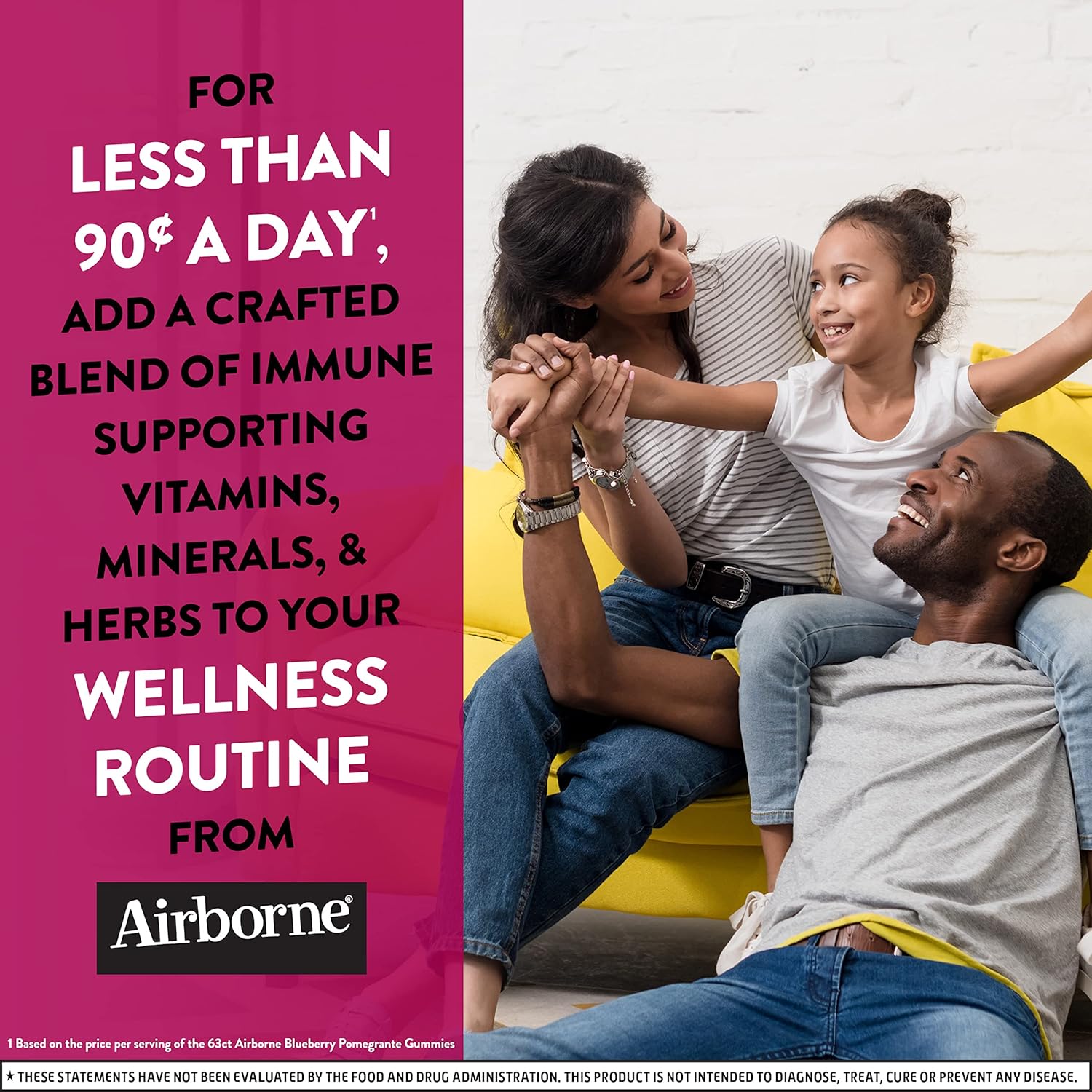 Airborne 750Mg Vitamin C Gummies For Adults, Immune Support Supplement With Powerful Antioxidants Vitamins A C & E - 63 Gummies, Blueberry Pomegranate Flavor : Health & Household