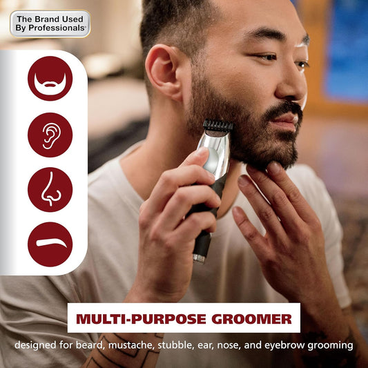 Wahl Groomsman Pro All In One Beard Trimmer For Men, Mens Beard Trimmer Rechargeable Cordless Hair Trimmer, Includes 3 Attachment Heads For Beard, Nose, & Ear Hair Trimming - Model 5617