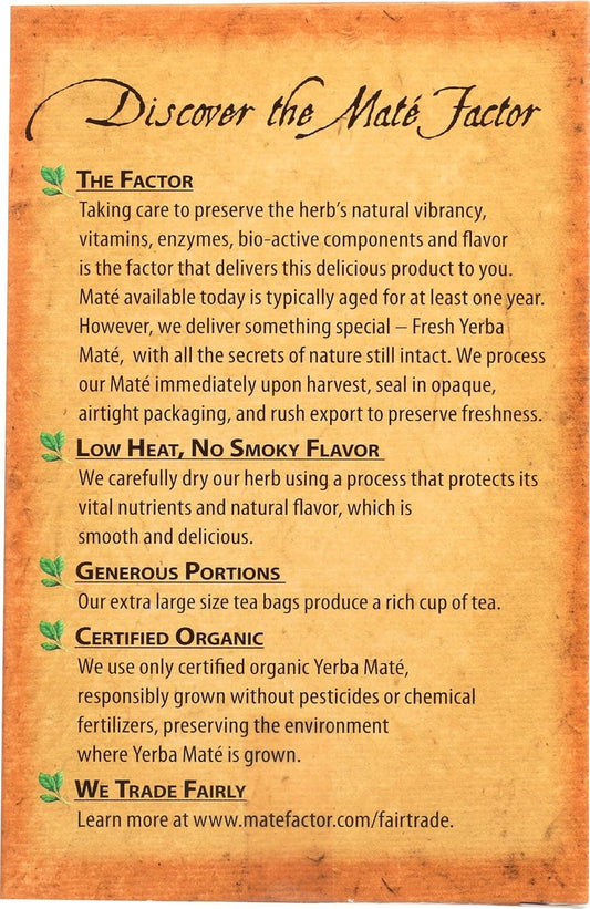 The Mate Factor Organic Yerba Mate Tea Chai -- 20 Tea Bags