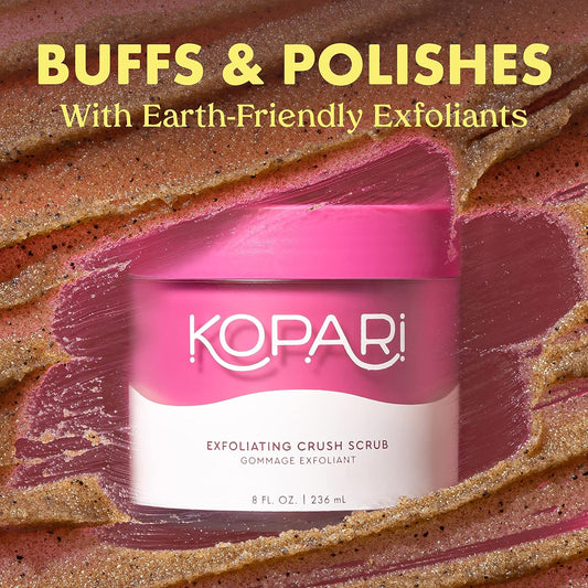 Kopari Coconut Crush Scrub - Brown Sugar Scrub To Exfoliate, Shrink The Appearance Of Pores, Help Undo Dark & Age Spots + More With 100% Organic Coconut Oil, Non Gmo, And Cruelty Free, 8 Oz