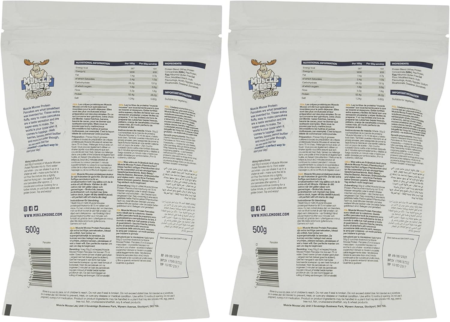 Muscle Moose - Protein Pancakes 2x 500g packs (Golden Syrup Flavour) : Amazon.co.uk: Grocery