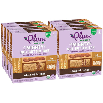 Plum Organics Mighty Nut Butter Bars - Almond Butter - 0.67 Oz Bars (Pack Of 40) - Organic Toddler Food Multigrain Snack Bars