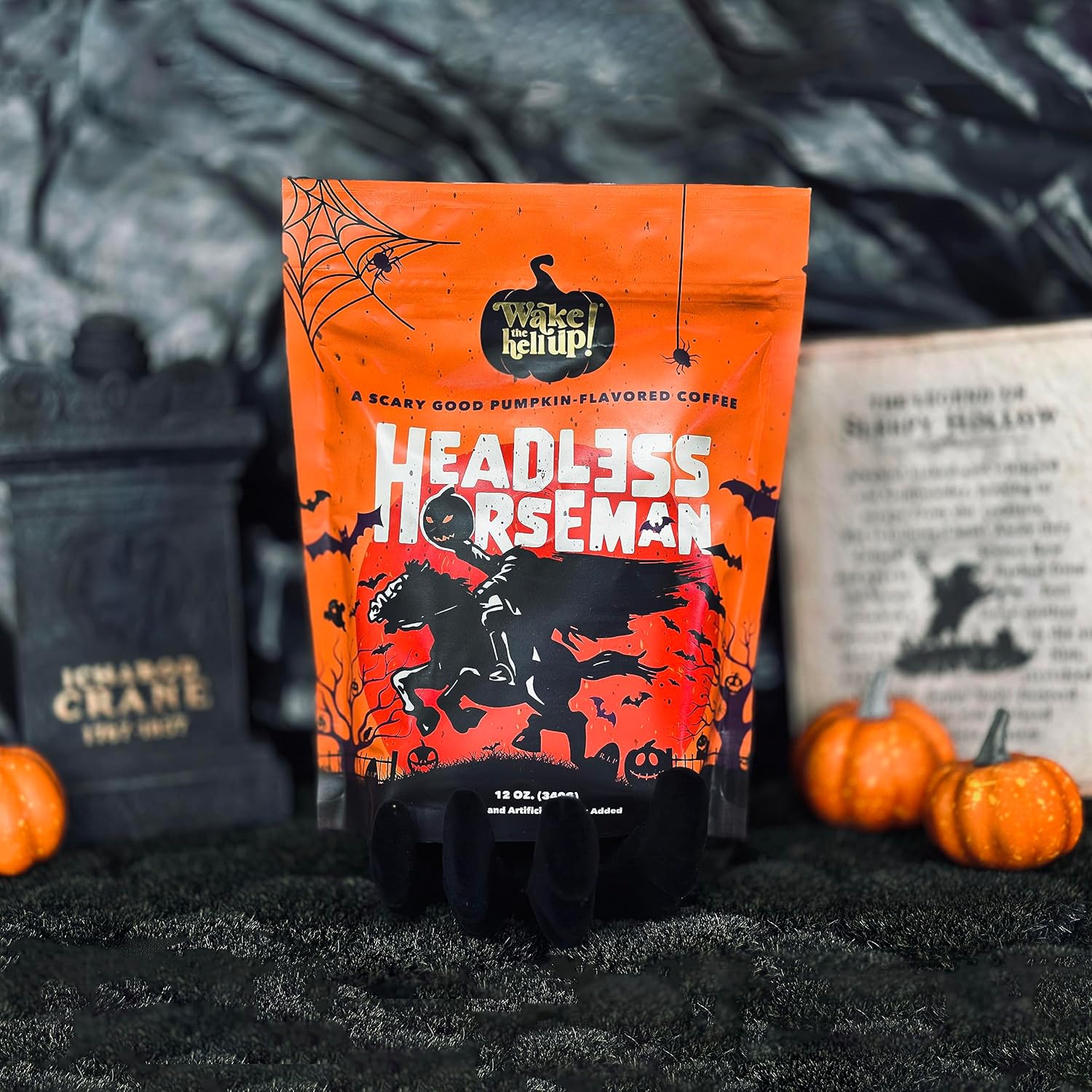 Wake The Hell Up! 12Oz Ultra-Caffeinated Pumpkin Spice Ground Coffee, Low Acid, Medium-Dark Roast
