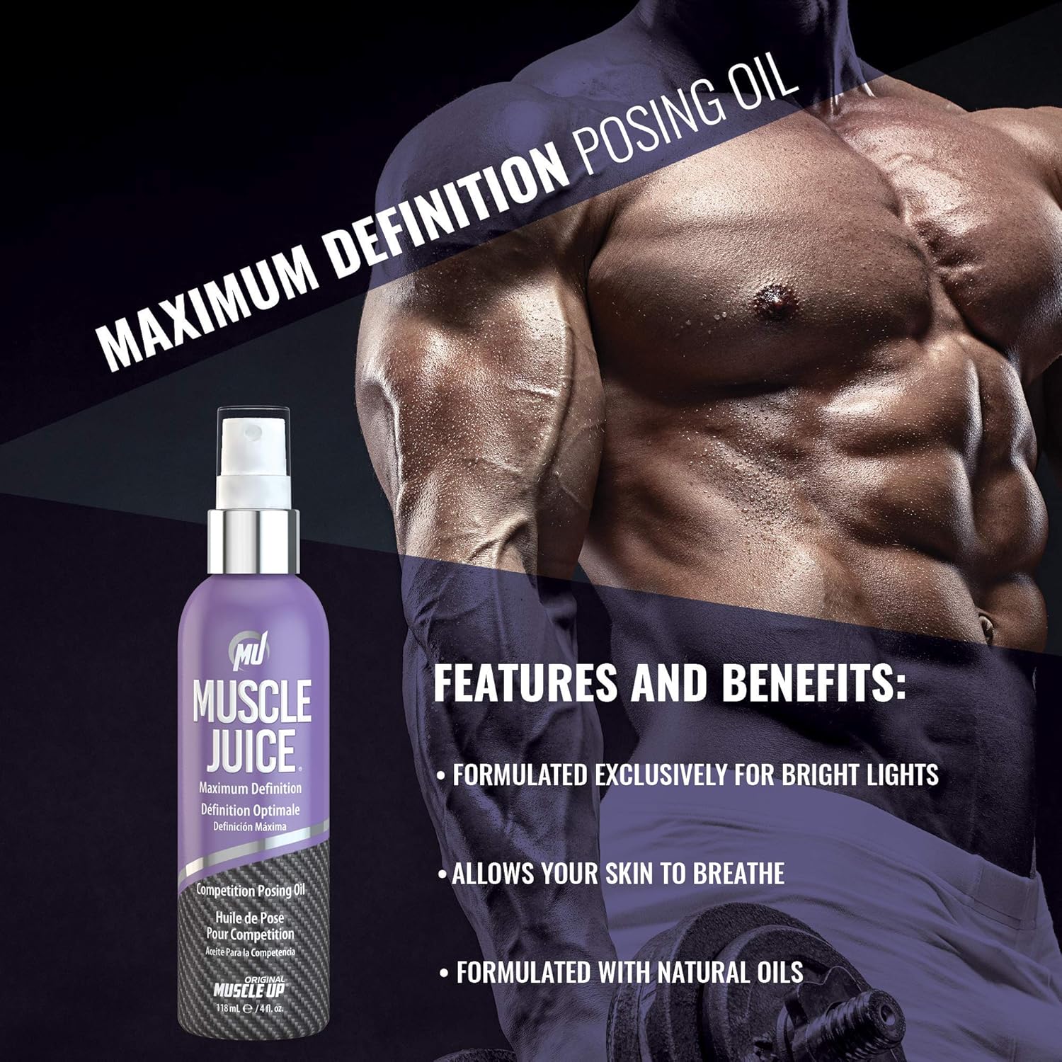 Pro Tan, Muscle Juice, Maximum Definition Posing Oil, Stage Oil, Fitness Event, Modeling, Photoshoot, 4 Oz