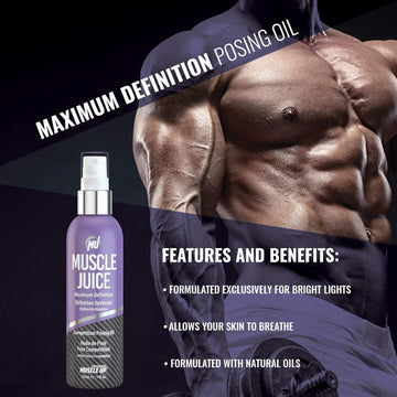 Pro Tan, Muscle Juice, Maximum Definition Posing Oil, Stage Oil, Fitness Event, Modeling, Photoshoot, 4 Oz