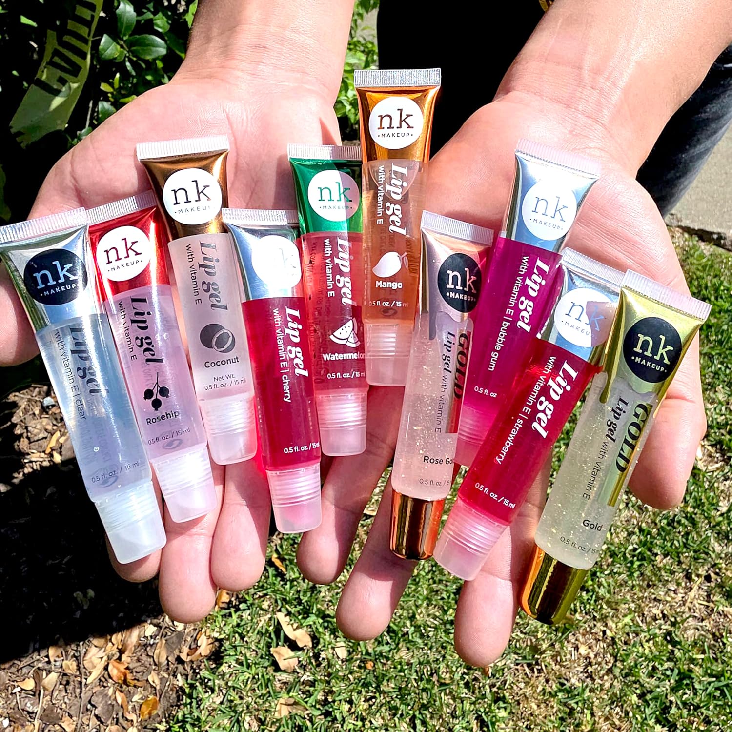 Bundle Of 10 Lip Glosses - Gold, Rose Gold, Clear, Rosehip, Coconut, Mango, Strawberry, Bubble Gum, And Cherry Hydrating Lip Glosses With Vitamin E And A Glossy Finish (Peach) : Beauty & Personal Care