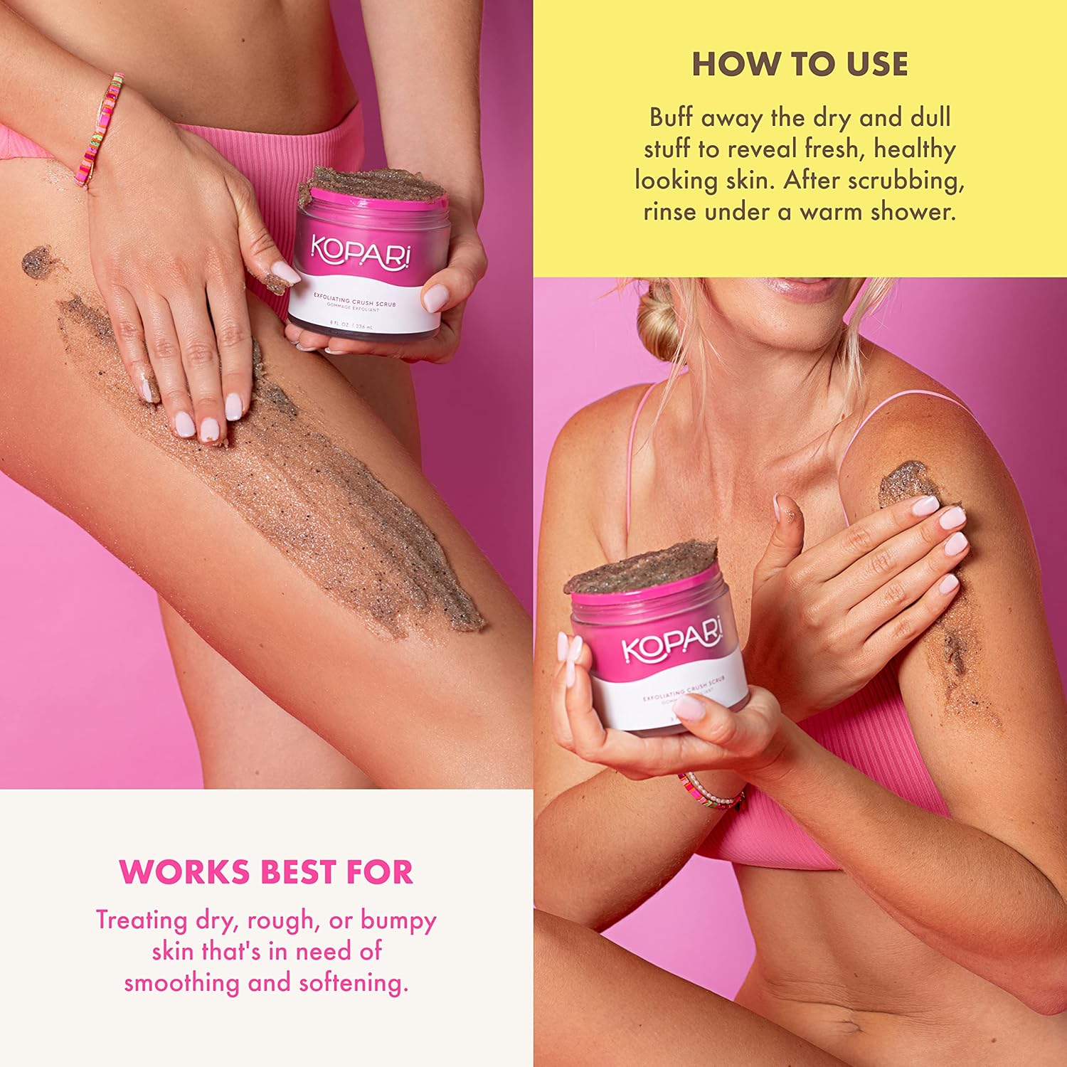 Kopari Coconut Crush Scrub - Brown Sugar Scrub To Exfoliate, Shrink The Appearance Of Pores, Help Undo Dark & Age Spots + More With 100% Organic Coconut Oil, Non Gmo, And Cruelty Free, 8 Oz : Beauty & Personal Care