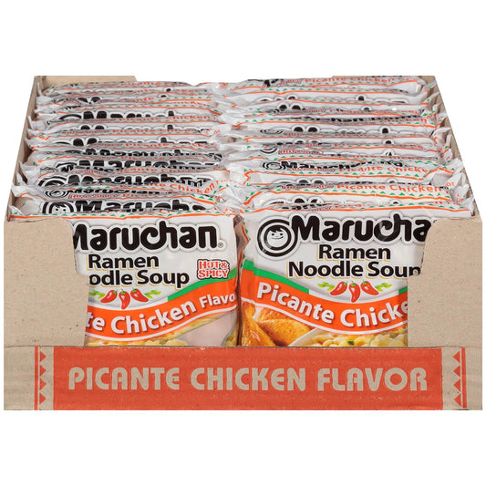 Maruchan Ramen Picante Chicken, Instant Ramen Noodles, Ready to Eat Meals, 3 Oz, 24 Count