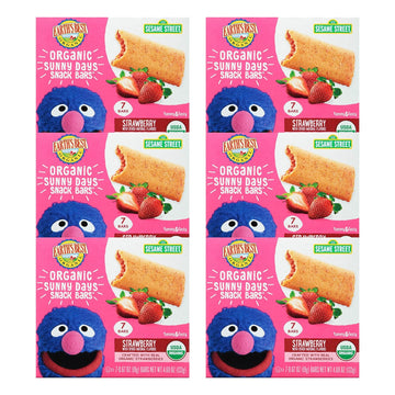 Earth'S Best Organic Kids Snacks, Sesame Street Toddler Snacks, Organic Sunny Days Snack Bars For Toddlers 2 Years And Older, Strawberry With Other Natural Flavors, 7 Bars Per Box (Pack Of 6)