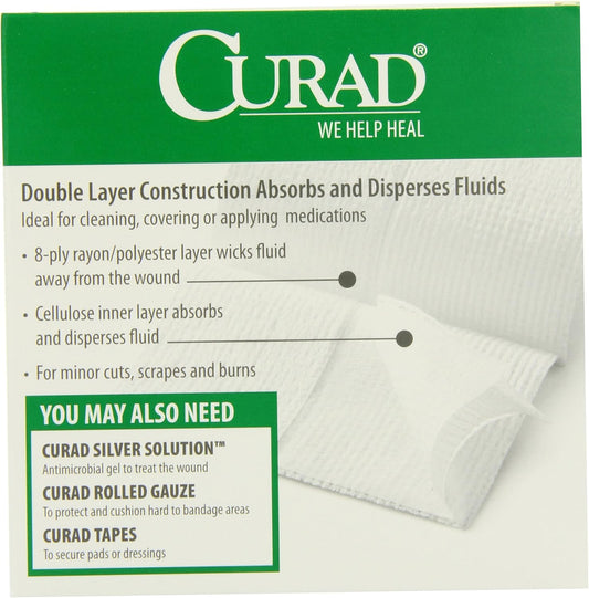 Curad Non-Woven Pro-Gauze, 3 Inch X 3 Inch, 10 Count (Pack Of 6)